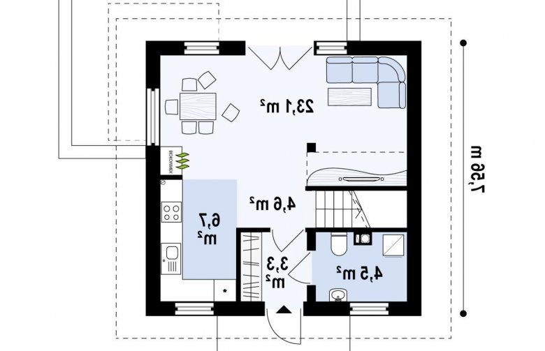 Projekt domu jednorodzinnego Z264 - rzut parteru