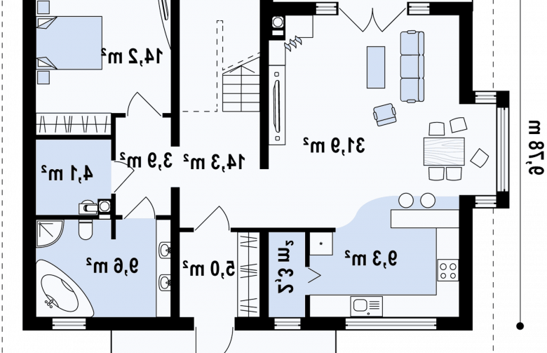 Projekt domu z poddaszem Z95 - rzut parteru