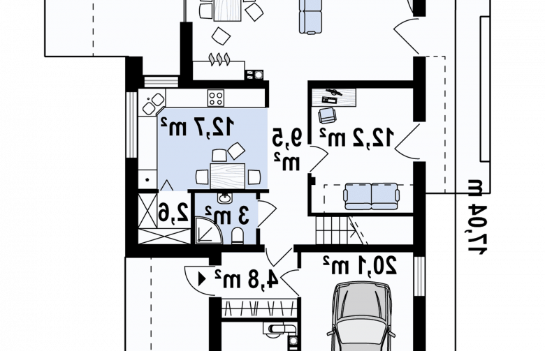 Projekt domu piętrowego Zx45 - rzut parteru