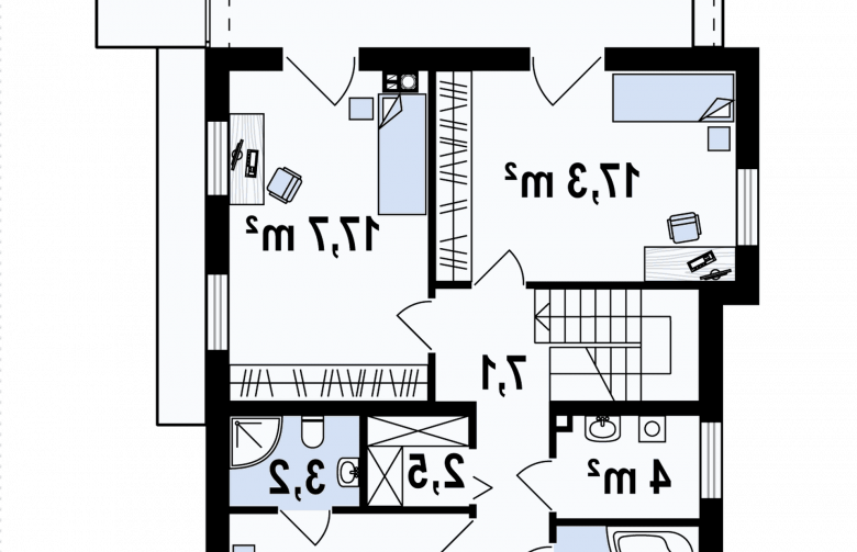 Projekt domu piętrowego Zx45 - rzut poddasza