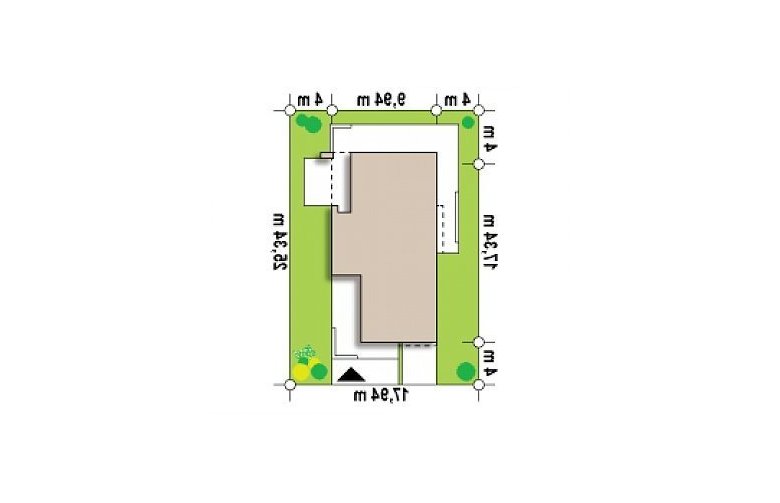 Projekt domu piętrowego Zx45 - Usytuowanie - wersja lustrzana