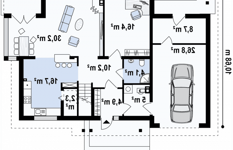 Projekt domu jednorodzinnego Zx12 - rzut parteru