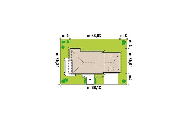 Projekt domu jednorodzinnego Zx16 - Usytuowanie - wersja lustrzana