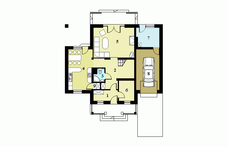 Projekt domu jednorodzinnego HG-Y3 - rzut parteru