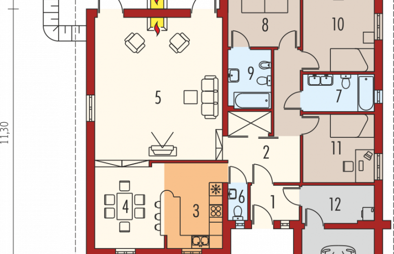 Projekt domu parterowego Irma II G1 - parter