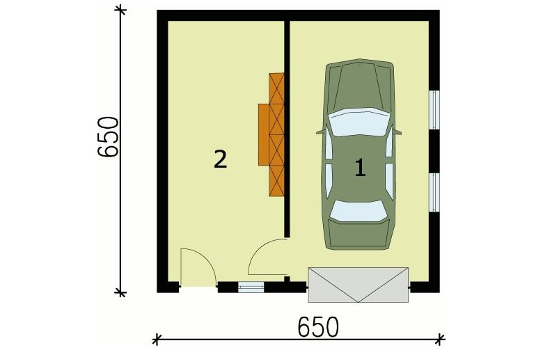 Projekt garażu G75 - przyziemie