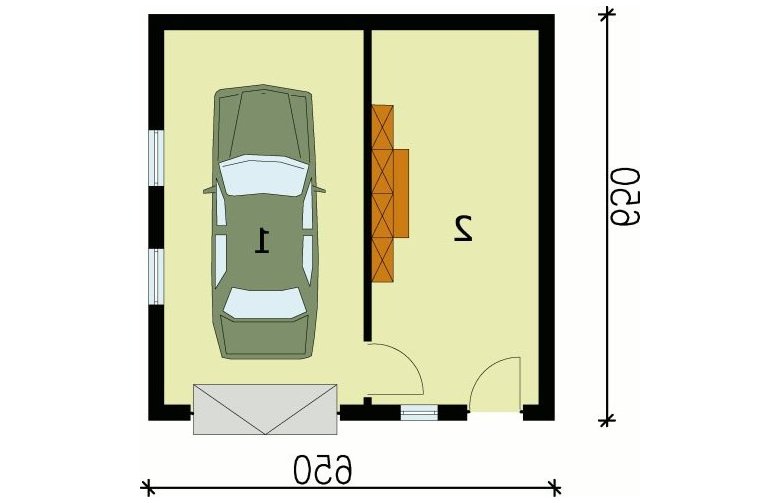 Projekt garażu G75 - przyziemie