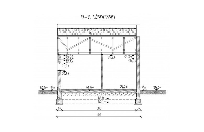 Projekt garażu G75 - przekrój 2