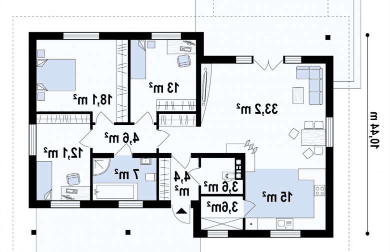 Projekt domu parterowego Z176 - rzut parteru