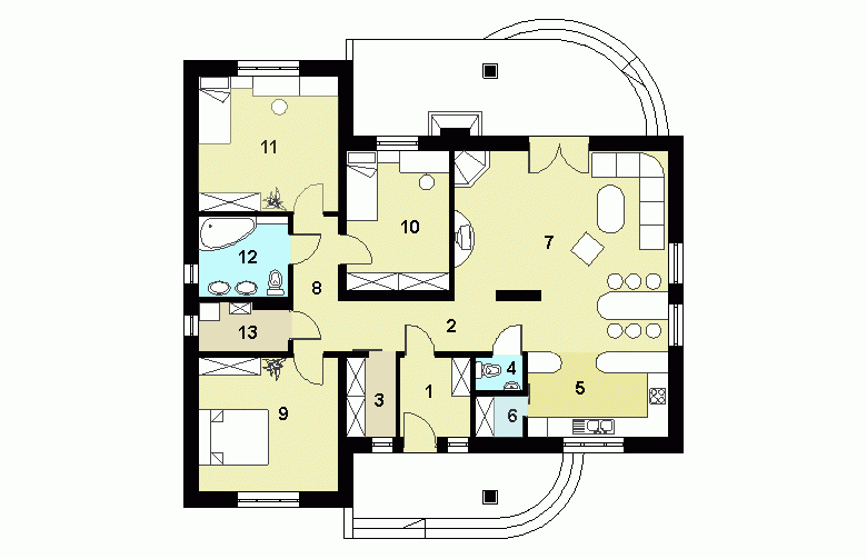 Projekt domu jednorodzinnego HG-H5 - parter: