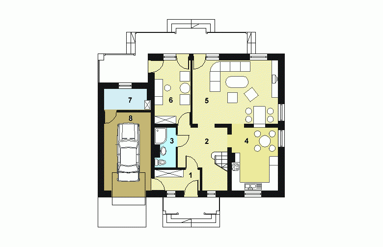 Projekt domu jednorodzinnego HG-T1 - parter