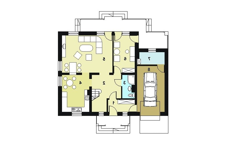 Projekt domu jednorodzinnego HG-T1 - parter