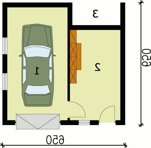 PRZYZIEMIE G73 garaż jednostanowiskowy z pomieszczeniem gospodarczym - wersja lustrzana
