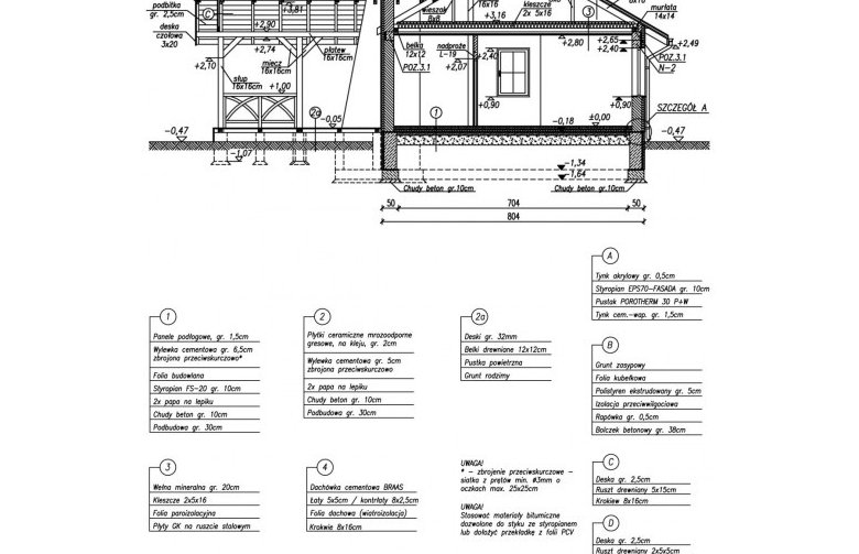 Projekt domu letniskowego LA LORA 2 dom letniskowy - przekrój 1