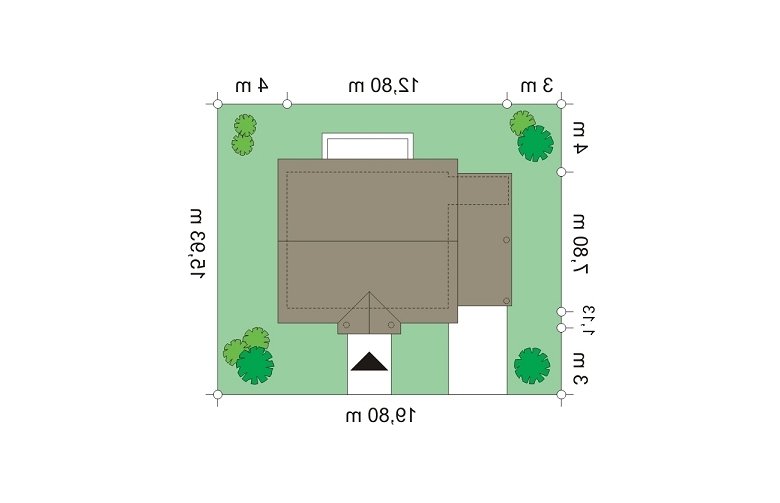 Projekt domu jednorodzinnego Bajkowy  - Usytuowanie - wersja lustrzana