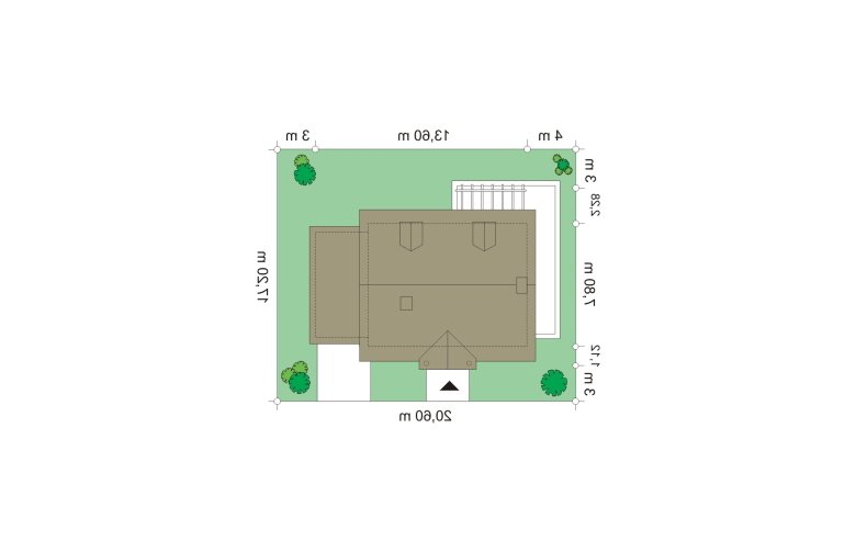 Projekt domu jednorodzinnego Bajkowy 2  - Usytuowanie - wersja lustrzana