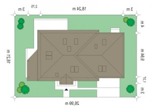 Usytuowanie budynku Cztery kąty 3  w wersji lustrzanej