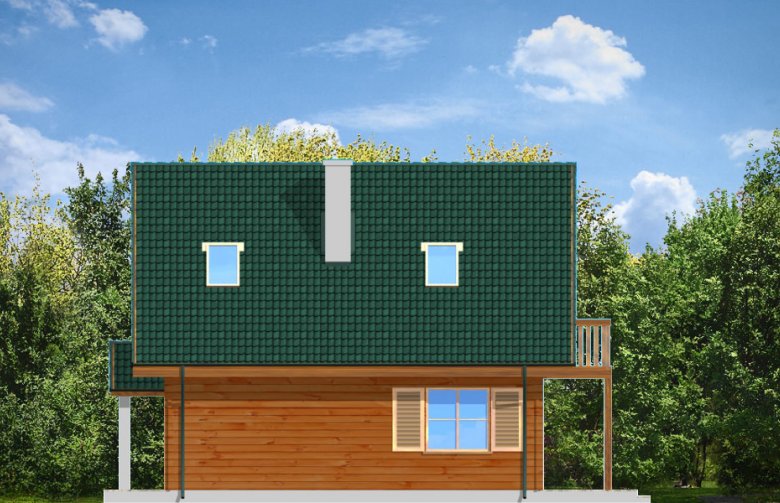 Projekt domu z bala D03 Grześ drewniany  - elewacja 3