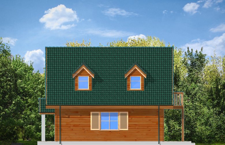 Projekt domu z bala D03 Grześ drewniany  - elewacja 4