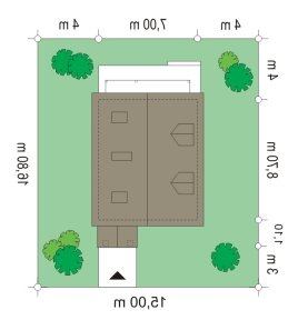 Usytuowanie budynku D03 Grześ drewniany  w wersji lustrzanej