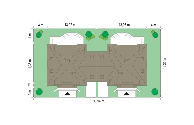 Projekt domu bliźniaczego Dom na medal - bliźniak (53) - Usytuowanie