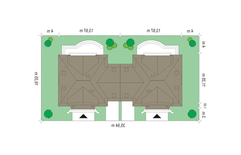 Projekt domu bliźniaczego Dom na medal - bliźniak (53) - Usytuowanie - wersja lustrzana