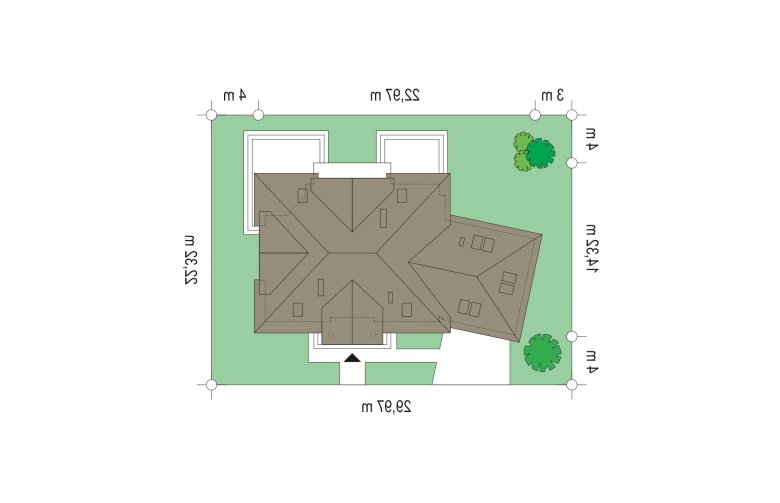 Projekt domu piętrowego Dom z kolumnami (56) - Usytuowanie - wersja lustrzana