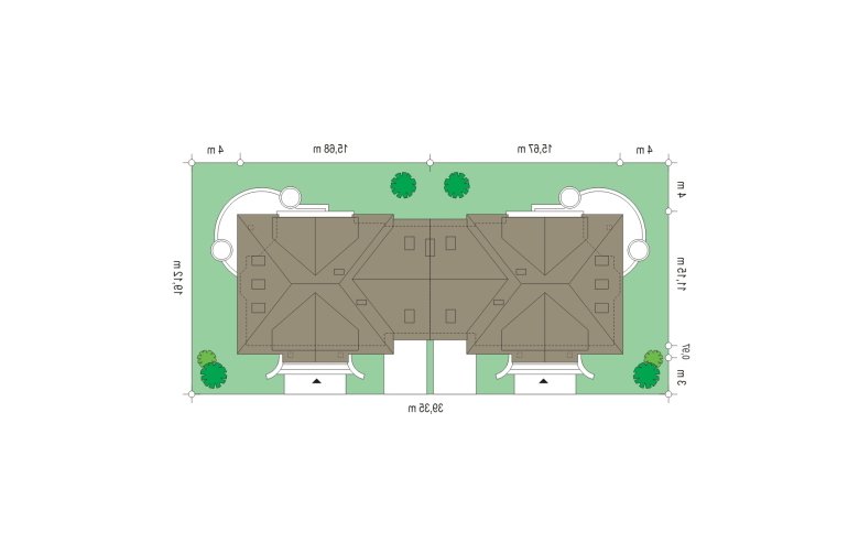 Projekt domu bliźniaczego Faworyt 3 (67) - Usytuowanie - wersja lustrzana