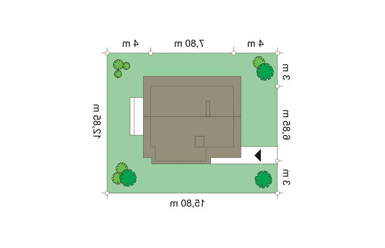 Projekt domu jednorodzinnego Francik (71) - Usytuowanie - wersja lustrzana