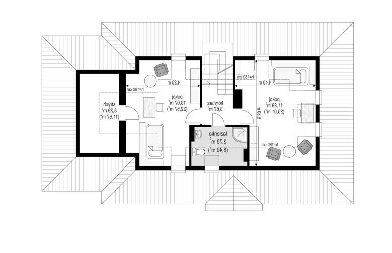 Projekt domu jednorodzinnego Gargamel z garażem (81) - rzut poddasza