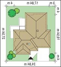 Usytuowanie budynku Komfortowy (114) w wersji lustrzanej