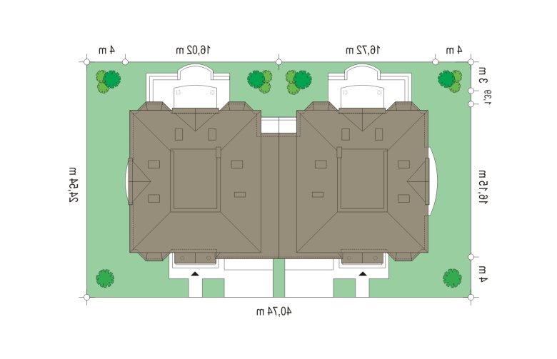 Projekt domu bliźniaczego Komorów (117) - Usytuowanie - wersja lustrzana