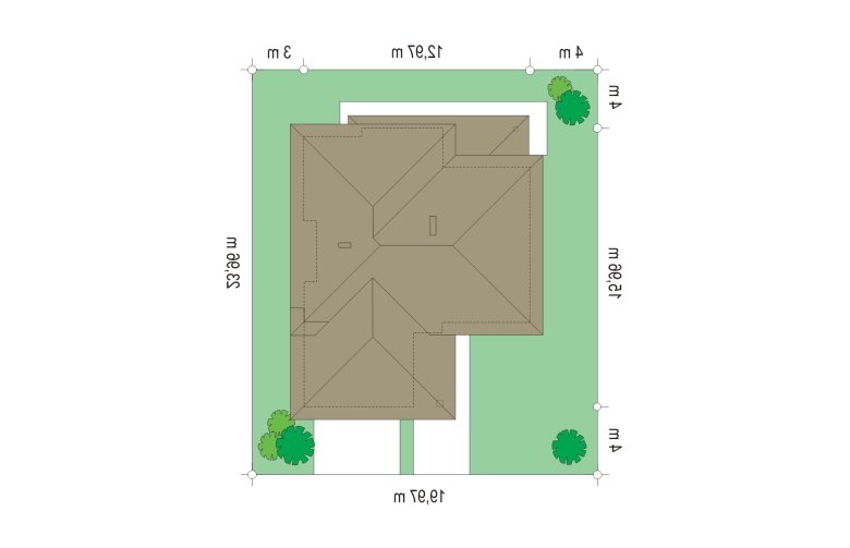 Projekt domu szkieletowego Koral (118) - Usytuowanie - wersja lustrzana