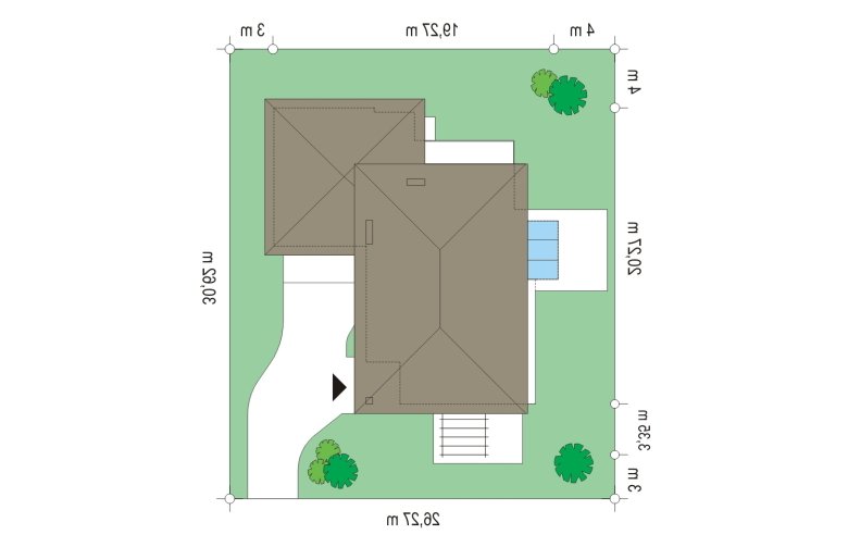 Projekt domu szkieletowego Południowy (165) - Usytuowanie - wersja lustrzana