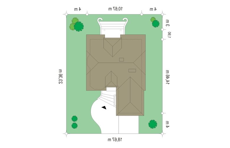 Projekt domu jednorodzinnego Przytulny (174) - Usytuowanie - wersja lustrzana