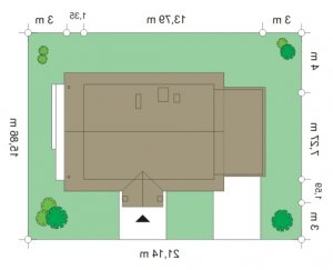 Usytuowanie budynku Radosny z garażem (177) w wersji lustrzanej