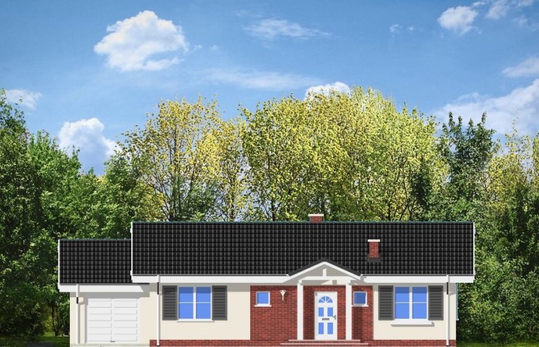 Projekt domu dwurodzinnego Słoneczny z garażem (194) - elewacja 1