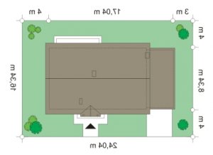 Usytuowanie budynku Słoneczny z poddaszem (195) w wersji lustrzanej