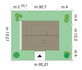 Usytuowanie budynku Sosenka drewniana (205) w wersji lustrzanej