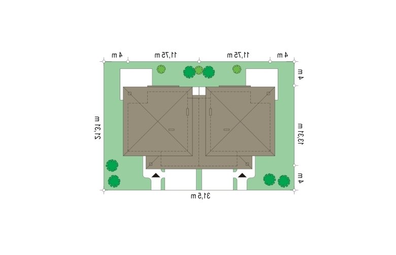 Projekt domu szkieletowego Szmaragd 2 (214) - Usytuowanie - wersja lustrzana