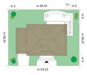 Usytuowanie budynku Willowy (231) w wersji lustrzanej