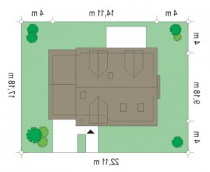 Usytuowanie budynku Zgrabny z lukarnami (247) w wersji lustrzanej