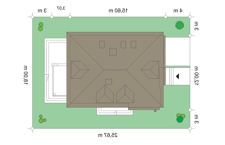 Projekt domu szkieletowego Agat 2 (563) - Usytuowanie - wersja lustrzana