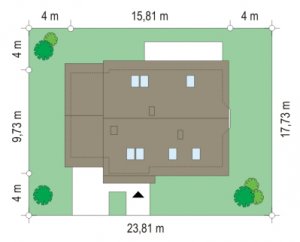 Usytuowanie budynku Zgrabny z przedsionkiem (248)