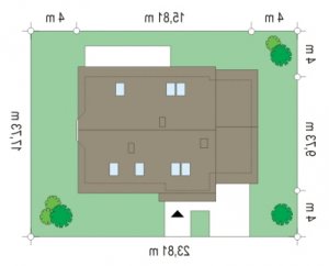 Usytuowanie budynku Zgrabny z przedsionkiem (248) w wersji lustrzanej