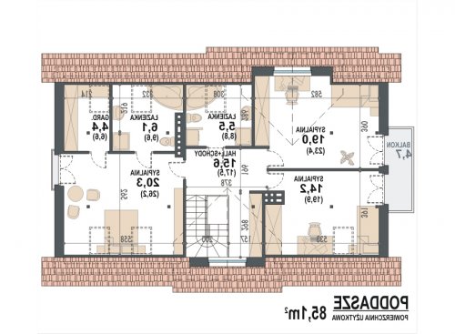 Rzut projektu Dżin 2G - wersja lustrzana