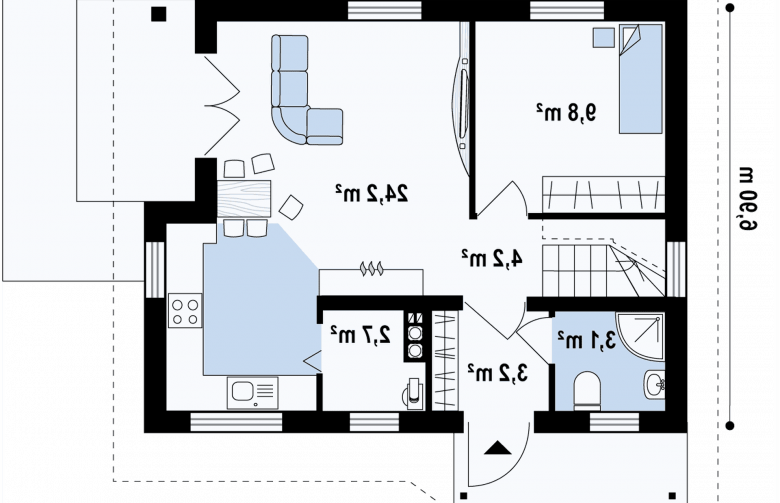 Projekt domu z bala Z71 D - rzut parteru