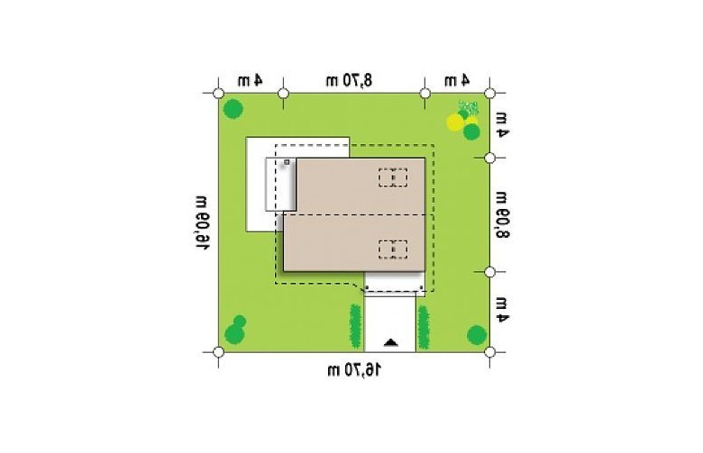 Projekt domu z bala Z71 D - Usytuowanie - wersja lustrzana