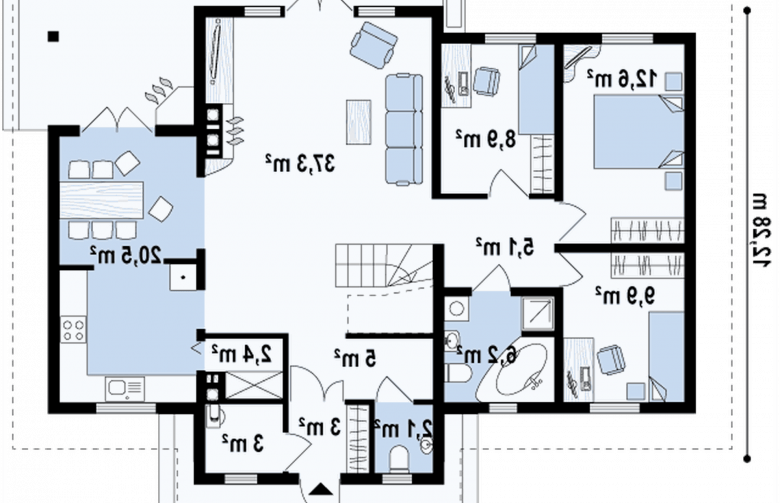 Projekt domu parterowego Z2 f+ D - rzut parteru