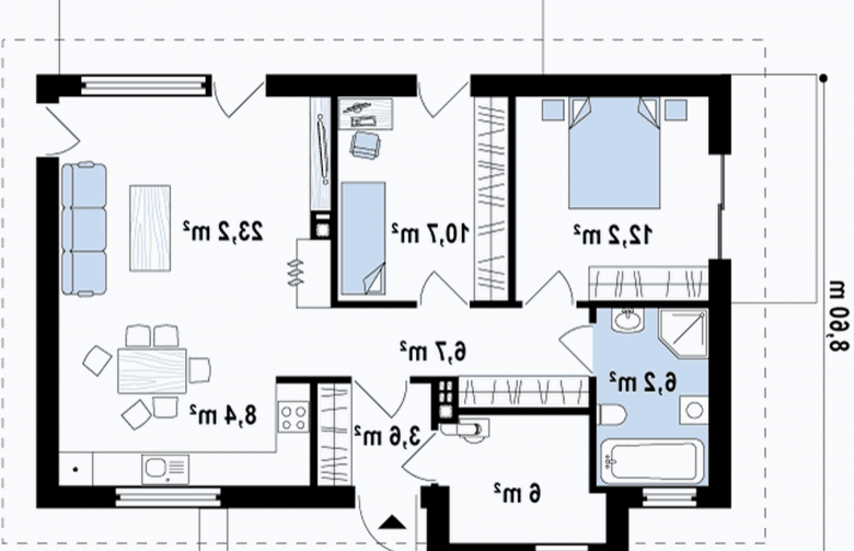 Projekt domu parterowego Z249 - rzut parteru